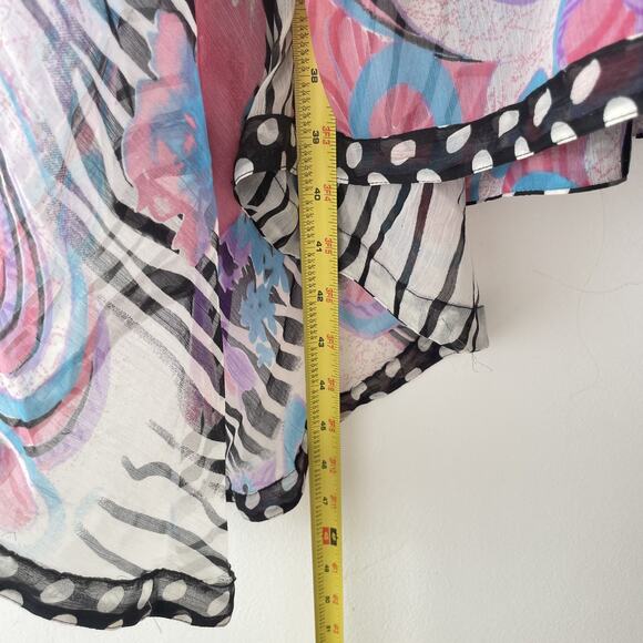 Y2K Psychedelic Boho Dress Handkerchief Hem Abstract Print Fairycore Festival M - Picture 5 of 6